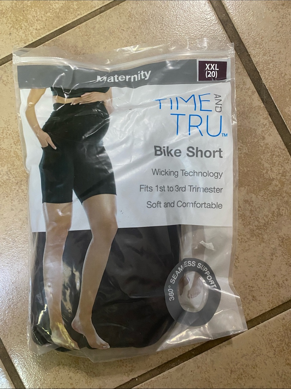 Time and Tru Black Maternity Bike Shorts - XXL